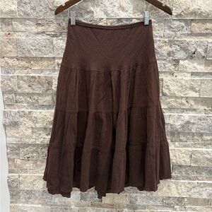 Vamp Brown boho style vintage skirt size small midi length elastic in the waist